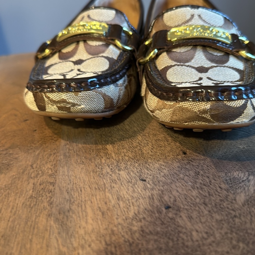 Coach Tan and Brown Loafers with Gold Details - Picture 2 of 7